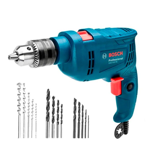Encontraproduto.com.br - Furadeira de Impacto 1/2 GSB550-RE 550W com 14 Brocas Bosch