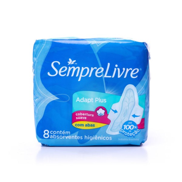 Encontraproduto.com.br - Absorvente com Abas Suave Sempre Livre Adapt Plus Pacote 8 Unidades