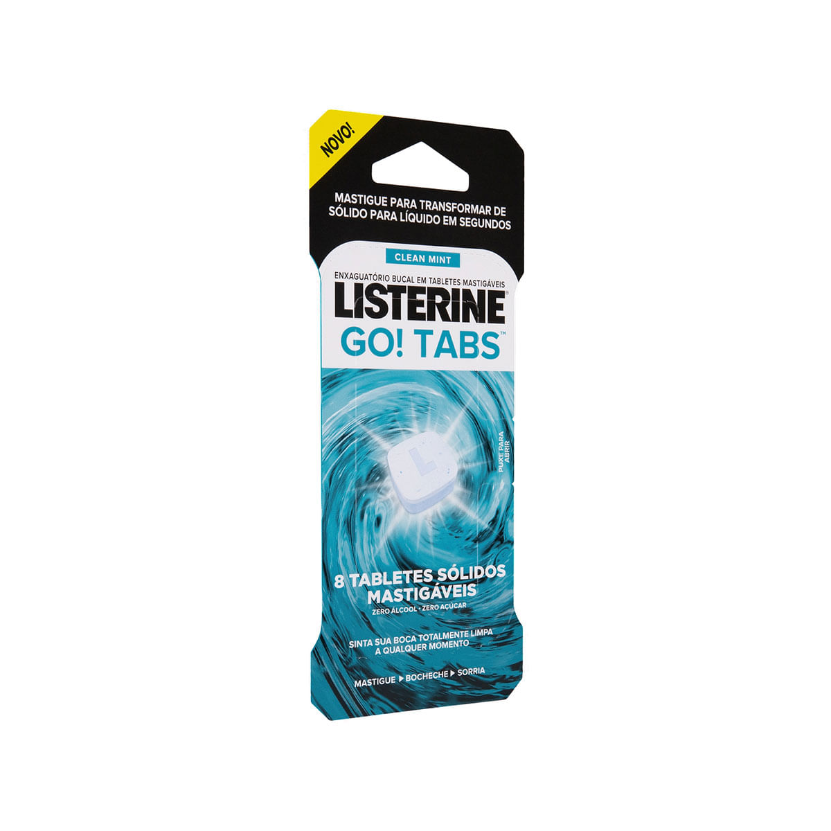 Listerine Go! Tabs Tablete Mastigável Clean Mint 8 Unidades