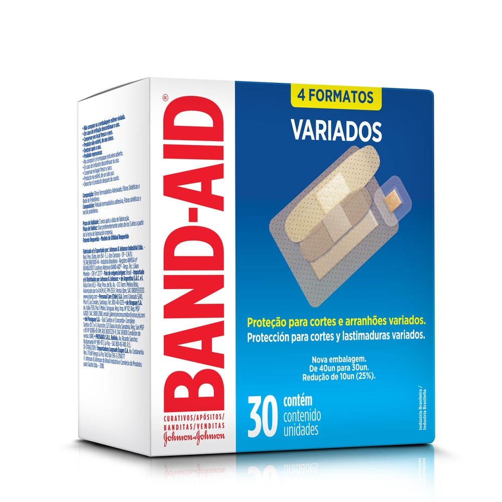 Encontraproduto.com.br - Curativo Band-Aid Transparente Variados 30 Unidades
