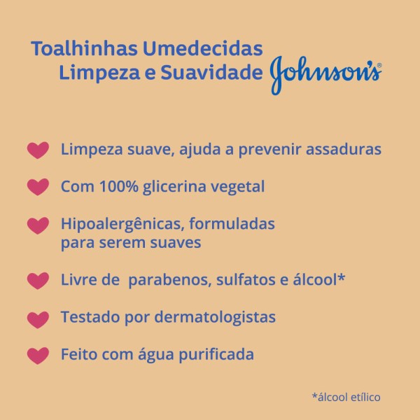 Encontraproduto.com.br - Toalha Umedecida Johnson`S Limpeza E Suavidade Lv4 Pg3 C/44