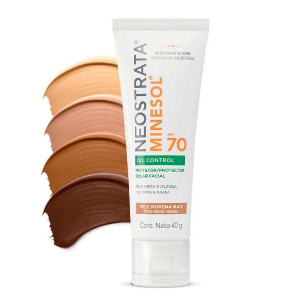 Encontraproduto.com.br - Protetor Solar Facial Pele Morena FPS 70 Neostrata Minesol Oil Control Caixa 40g