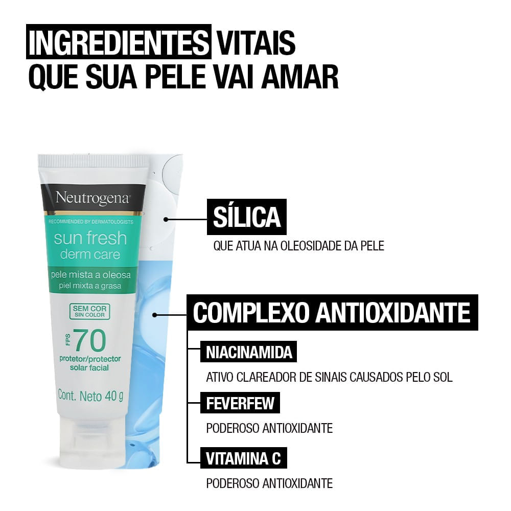 Encontraproduto.com.br - Protetor Solar Facial Sun Fresh FPS 70 Pele Mista à Oleosa Neutrogena - 40g