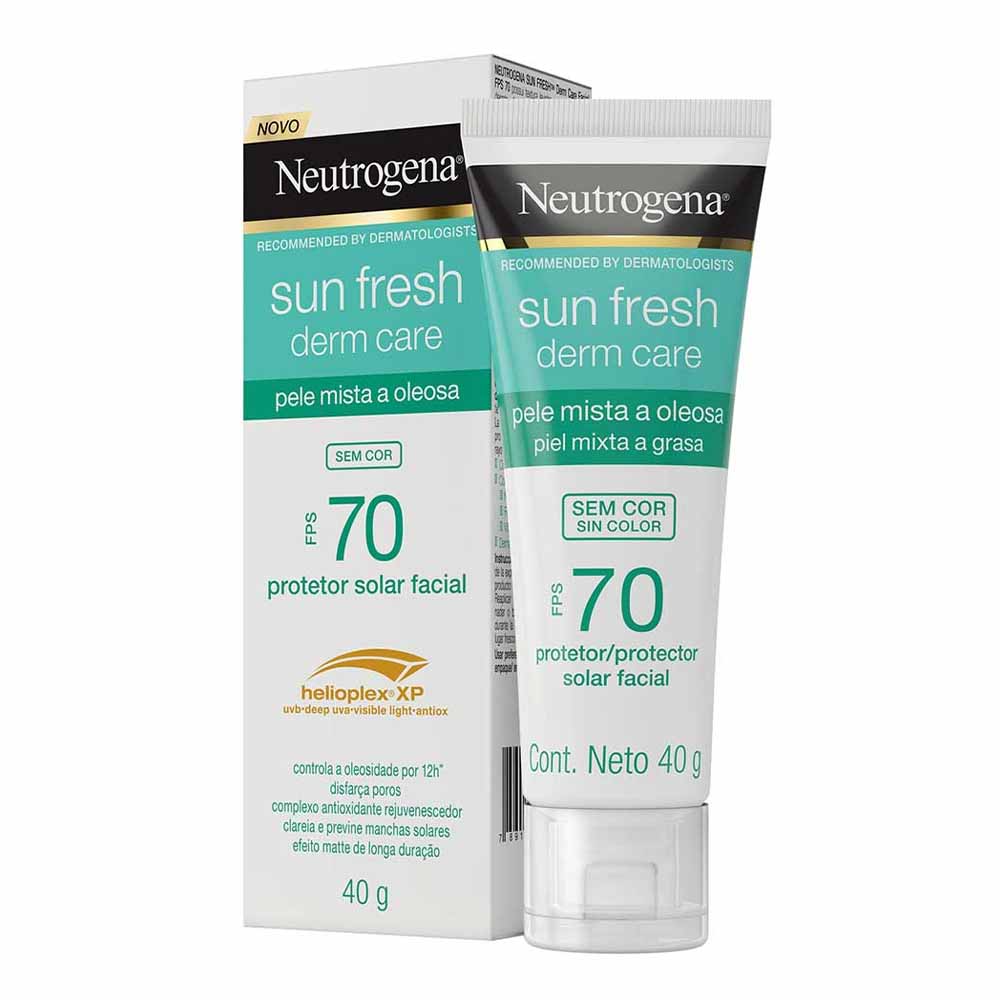 Protetor Solar Neutrogena Sun Fresh Derm Care Pele Clara Mista A Oleosa Fps70 40G
