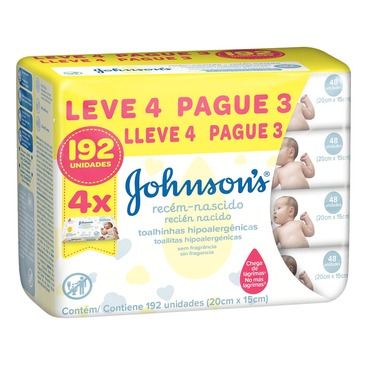 Toalhas Umedecidas Johnsons Leve 4 Pague 3 com 48Unidades
