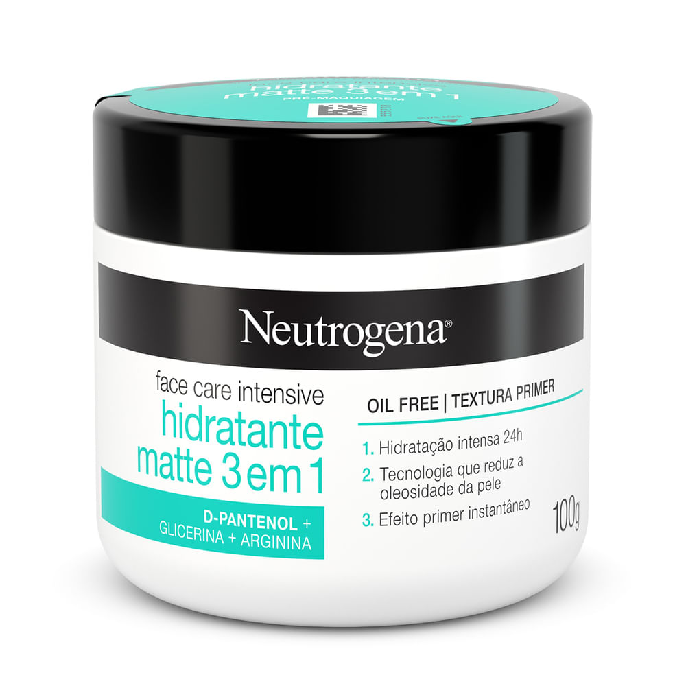 Encontraproduto.com.br - Hidratante Facial Neutrogena Face Care Intensive Matte 3 em 1 Pote 100g