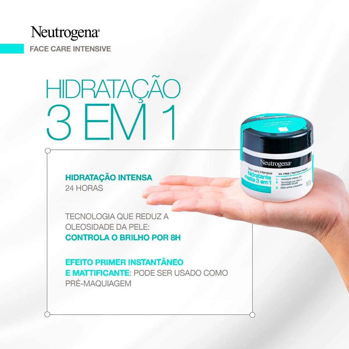 Encontraproduto.com.br - Hidratante Facial Neutrogena Face Care Intensive Matte 3 em 1 Pote 100g