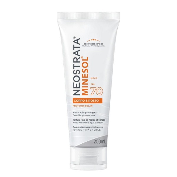 Encontraproduto.com.br - Protetor Solar Corpo e Rosto FPS 70 Neostrata Minesol Bisnaga 200ml