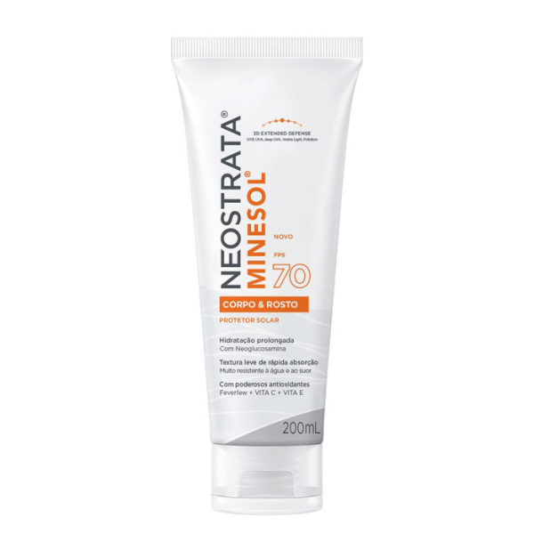 Encontraproduto.com.br - Protetor Solar Corpo e Rosto FPS 70 Neostrata Minesol Bisnaga 200ml
