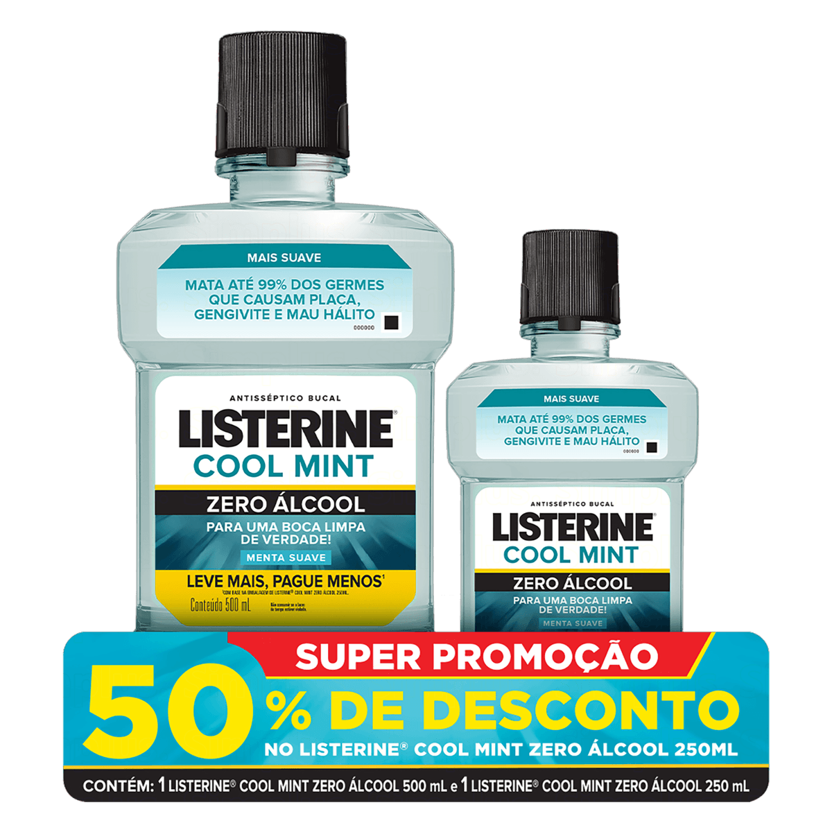 Encontraproduto.com.br - Kit Enxaguante Bucal Listerine Cool Mint 500ml + 250ml