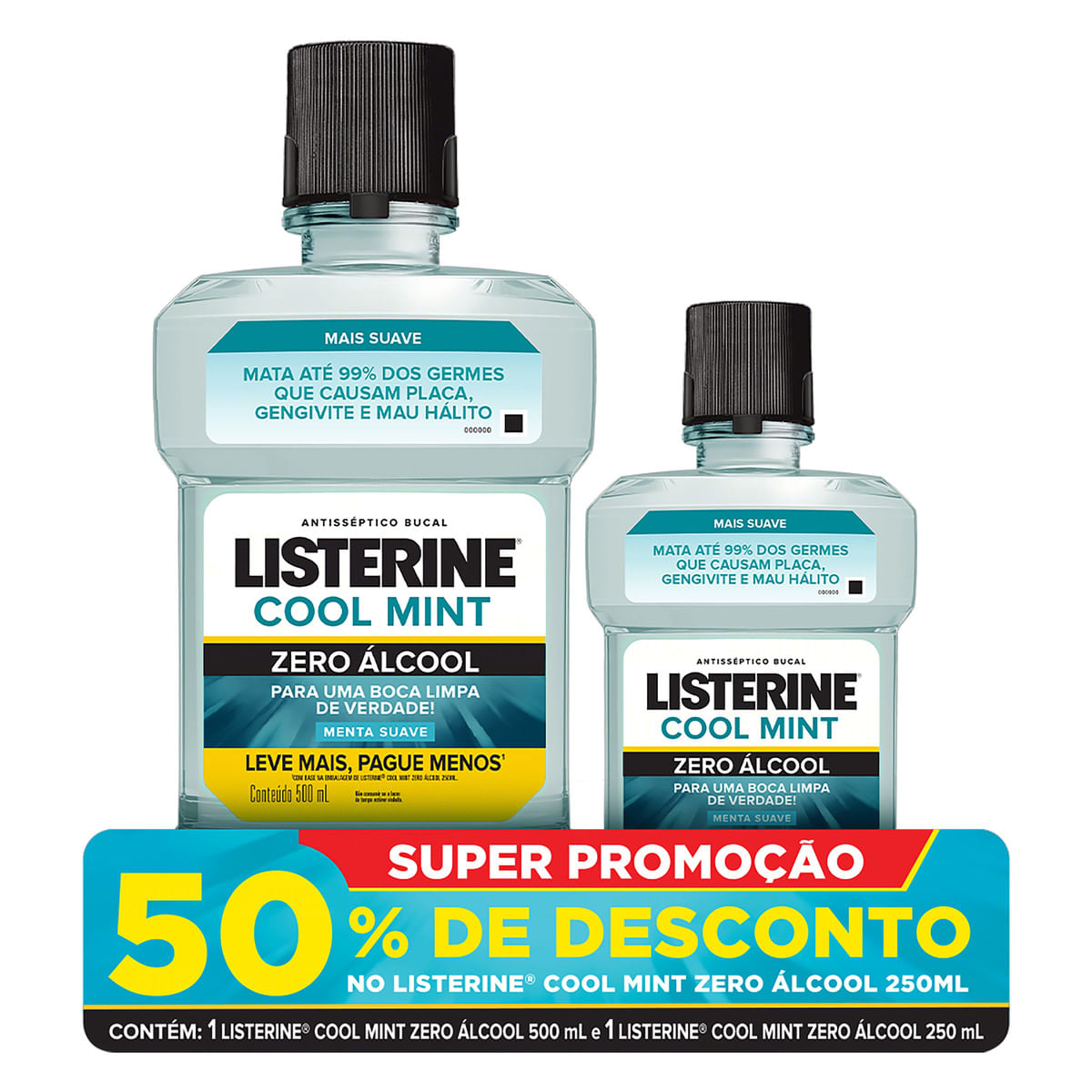 Encontraproduto.com.br - Kit Enxaguante Bucal Listerine Cool Mint 500ml + 250ml