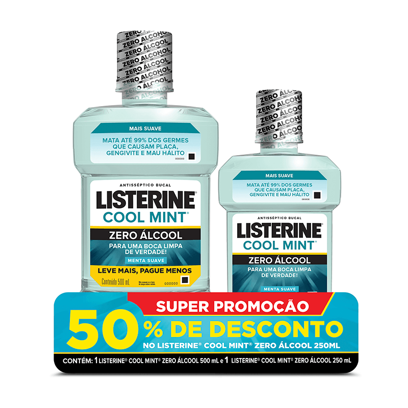Encontraproduto.com.br - Kit Enxaguante Bucal Listerine Cool Mint 500ml + 250ml