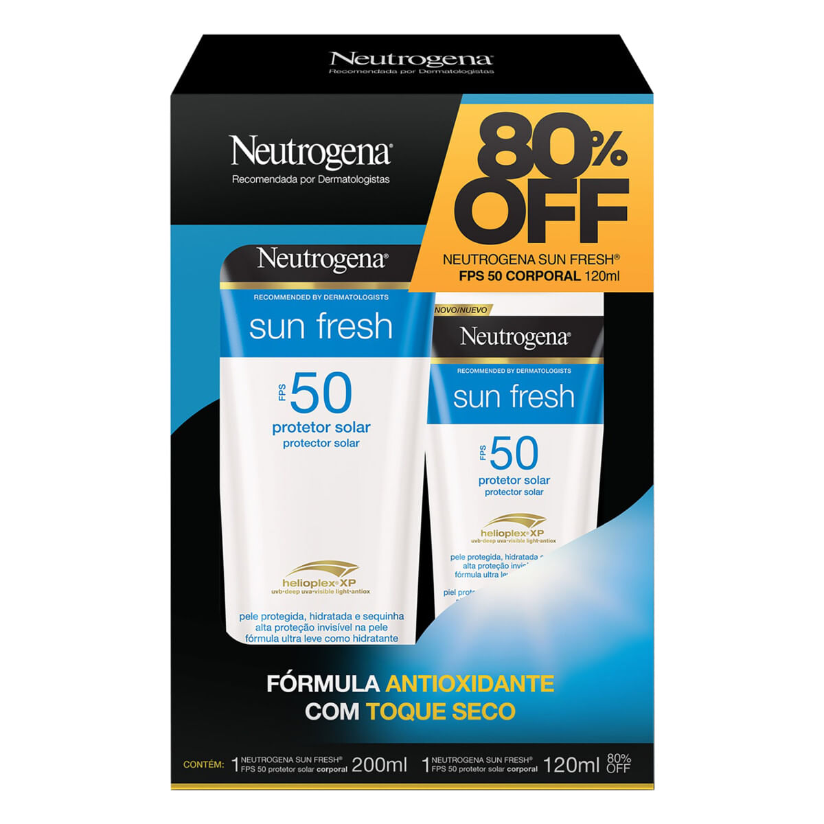 Protetor Solar Neutrogena Sun Fresh FPS50 200ml + 120 ml 80% Off