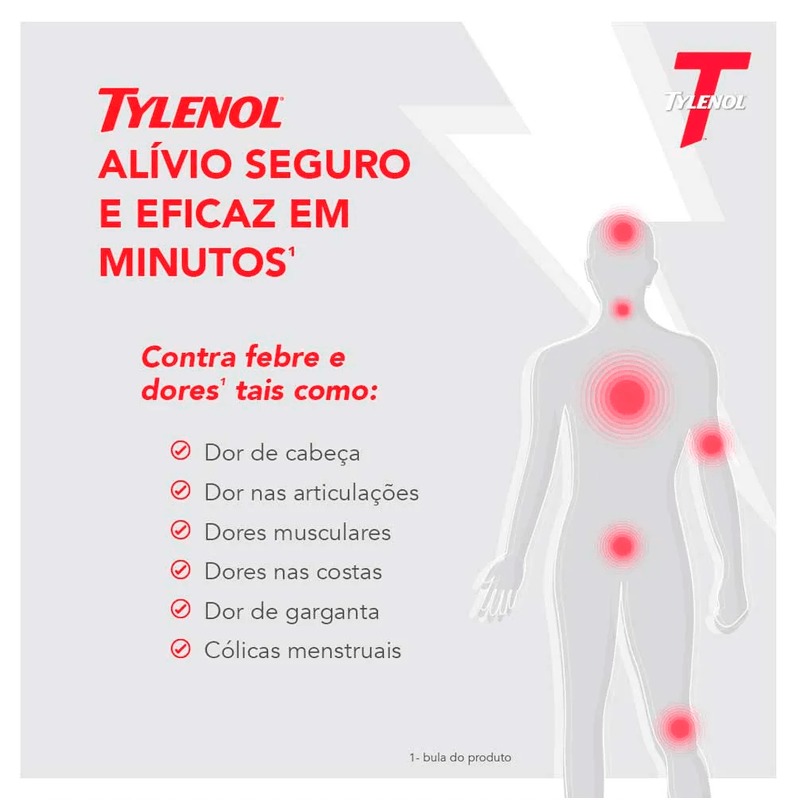 Encontraproduto.com.br - Analgésico e Antitérmico Tylenol 750mg 4 Comprimidos