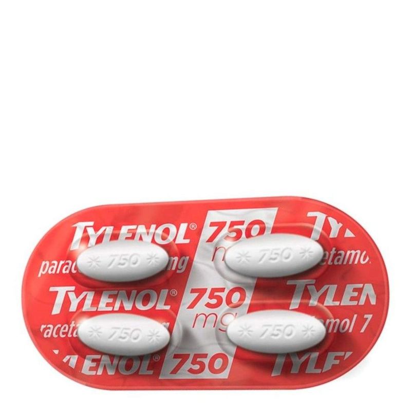 Encontraproduto.com.br - Analgésico e Antitérmico Tylenol 750mg 4 Comprimidos