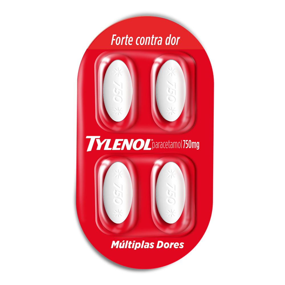 Encontraproduto.com.br - Analgésico e Antitérmico Tylenol 750mg 4 Comprimidos