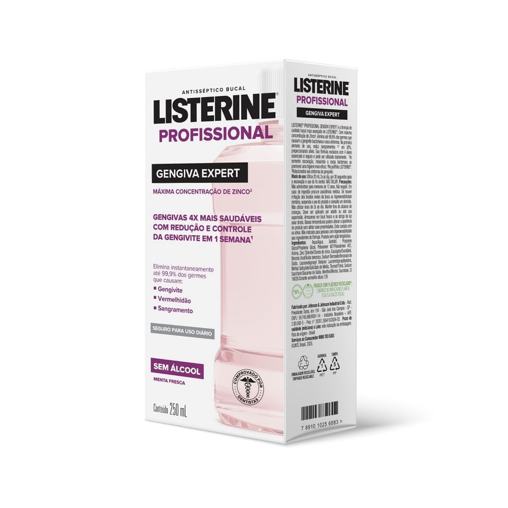 Encontraproduto.com.br - Antisséptico Bucal Listerine Profissional Gengiva Expert Menta Fresca Zero Álcool 250ml