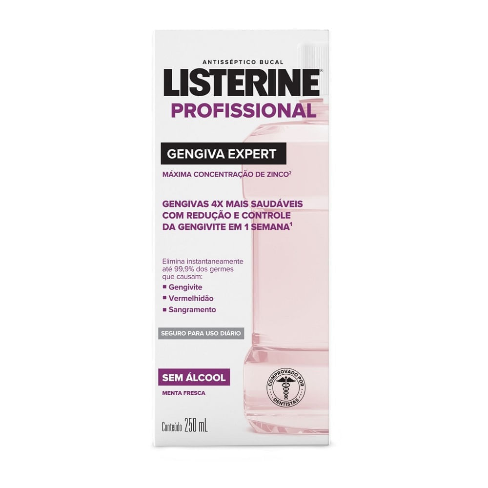 Encontraproduto.com.br - Antisséptico Bucal Listerine Profissional Gengiva Expert Menta Fresca Zero Álcool 250ml