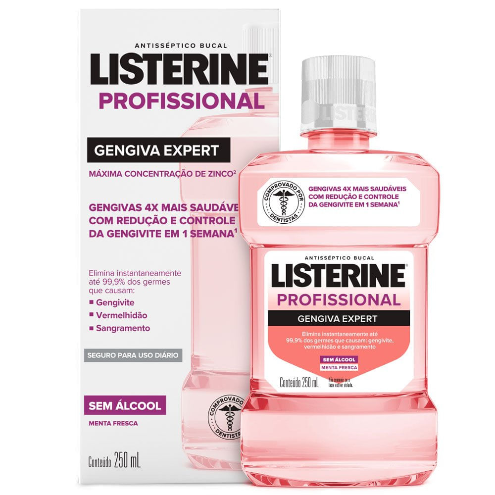 Encontraproduto.com.br - Antisséptico Bucal Listerine Profissional Gengiva Expert Menta Fresca Zero Álcool 250ml