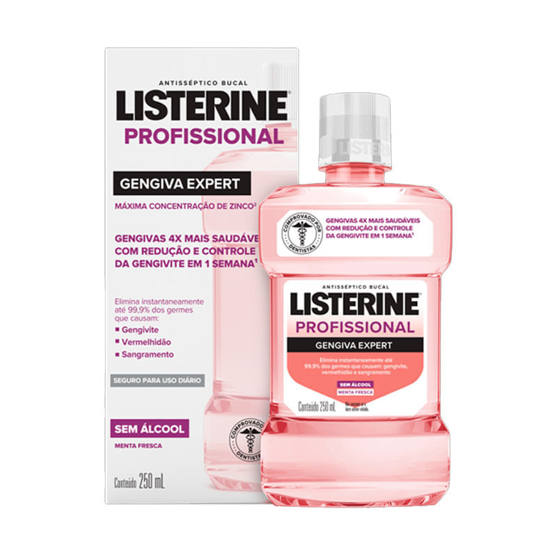 Encontraproduto.com.br - Antisséptico Bucal Listerine Profissional Gengiva Expert Menta Fresca Zero Álcool 250ml