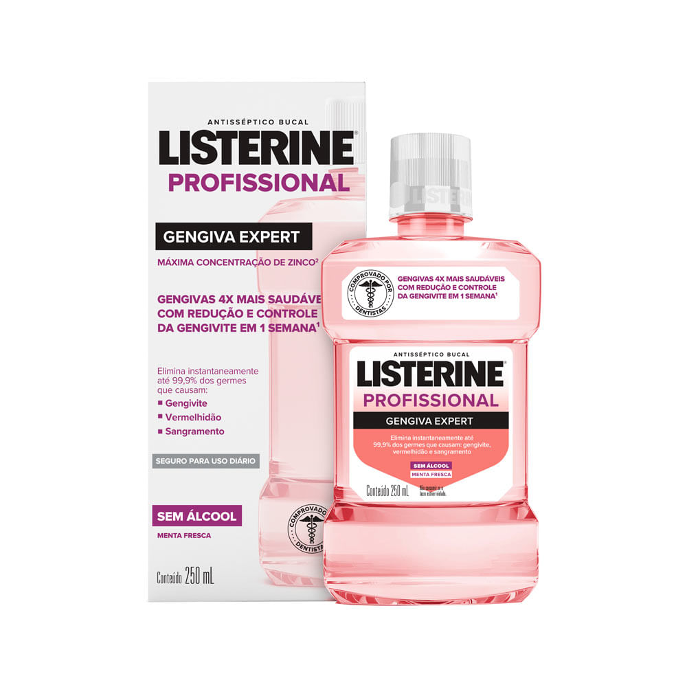 Encontraproduto.com.br - Antisséptico Bucal Listerine Profissional Gengiva Expert Menta Fresca Zero Álcool 250ml
