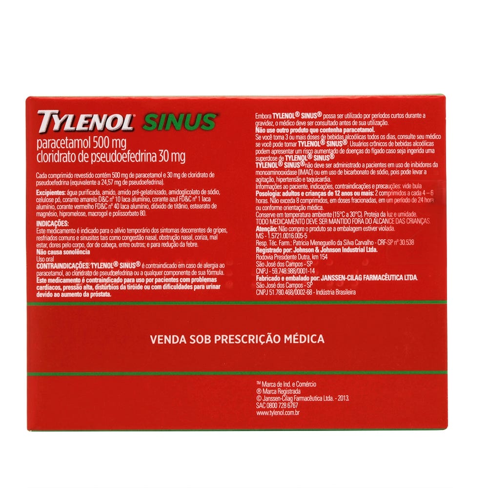 Encontraproduto.com.br - Tylenol Sinus 24 Comprimidos Revestidos