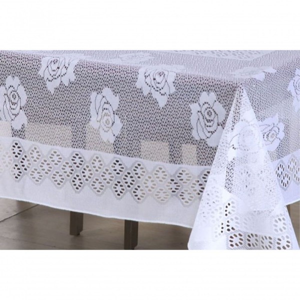 Encontraproduto.com.br - Toalha Mesa De Jantar Quadrada Renda Rosas 1,60m X 1,60m