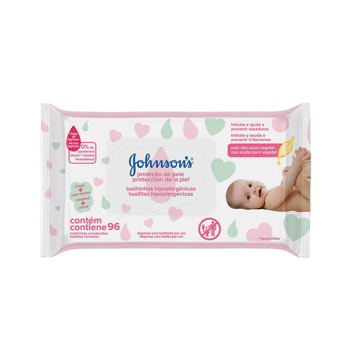 Toalhinhas Umedecidas Johnsons Baby Extra Cuidado 96 Unidades