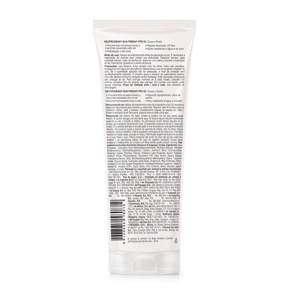 Encontraproduto.com.br - Protetor Solar Neutrogena Sun Fresh FPS50 Frasco 200ml