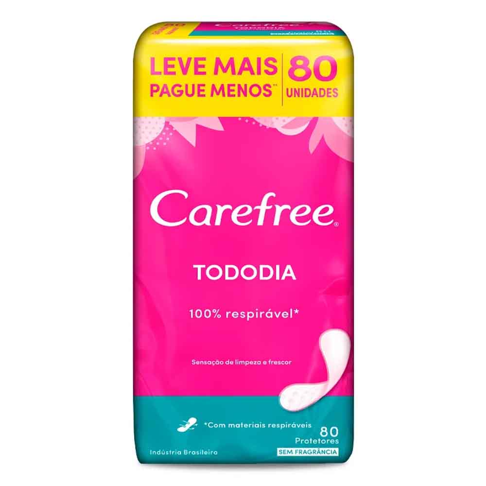 Protetor Diário sem Abas Carefree TodoDia Pacote 80 Unidades Leve Mais Pague Menos