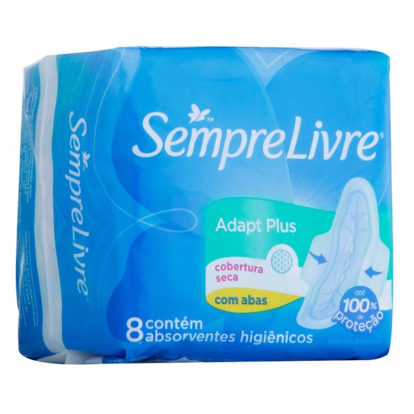Encontraproduto.com.br - absorvente Externo Sempre Livre Adapt Plus Seca com Abas 8 unidades