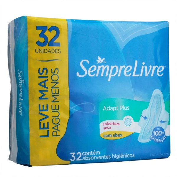 Encontraproduto.com.br - Absorvente Sempre Livre Adapt Plus Seca C/Abas Leve+Pague- com 32 und