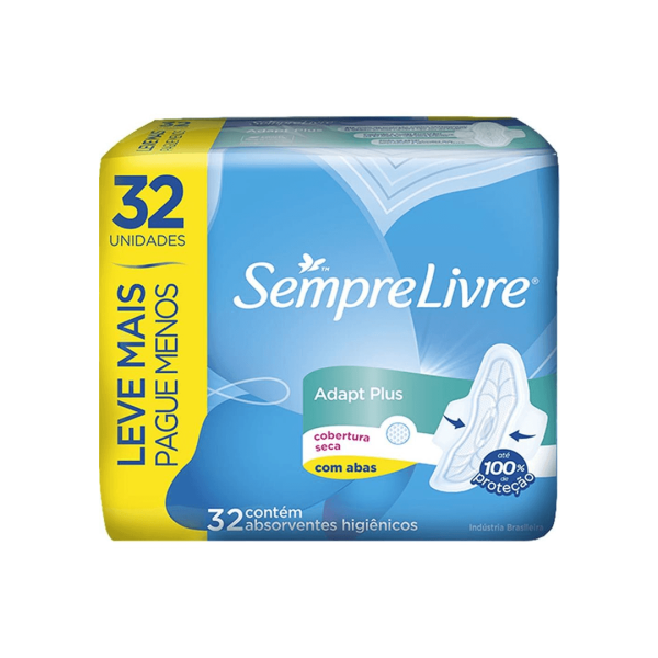 Absorvente Sempre Livre Adapt Plus Seca C/Abas Leve+Pague- com 32 und