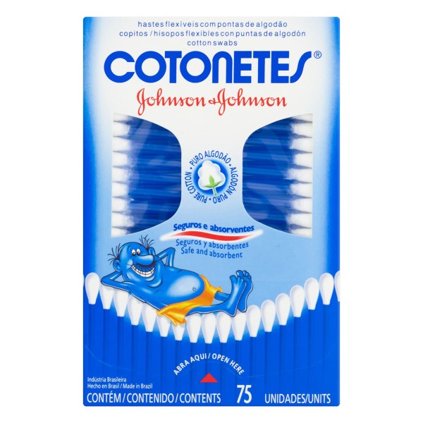 Encontraproduto.com.br - Hastes Flexíveis Cotonetes Johnsons c/ 75 Unid