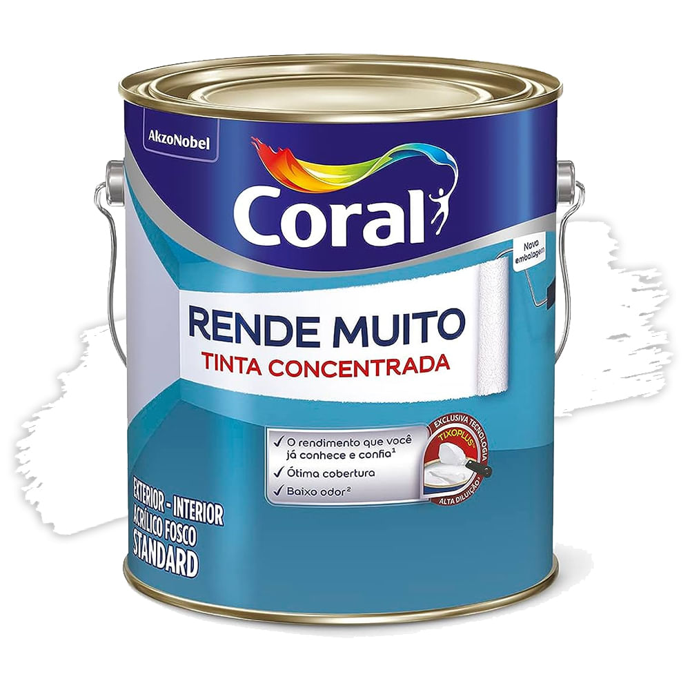 Encontraproduto.com.br - Tinta Acrílica Rende Muito Coral Branco Fosco 3,6L
