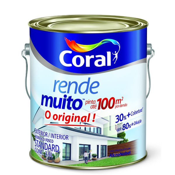 Tinta Acrílica Rende Muito Standard Fosco 3,6l - Coral