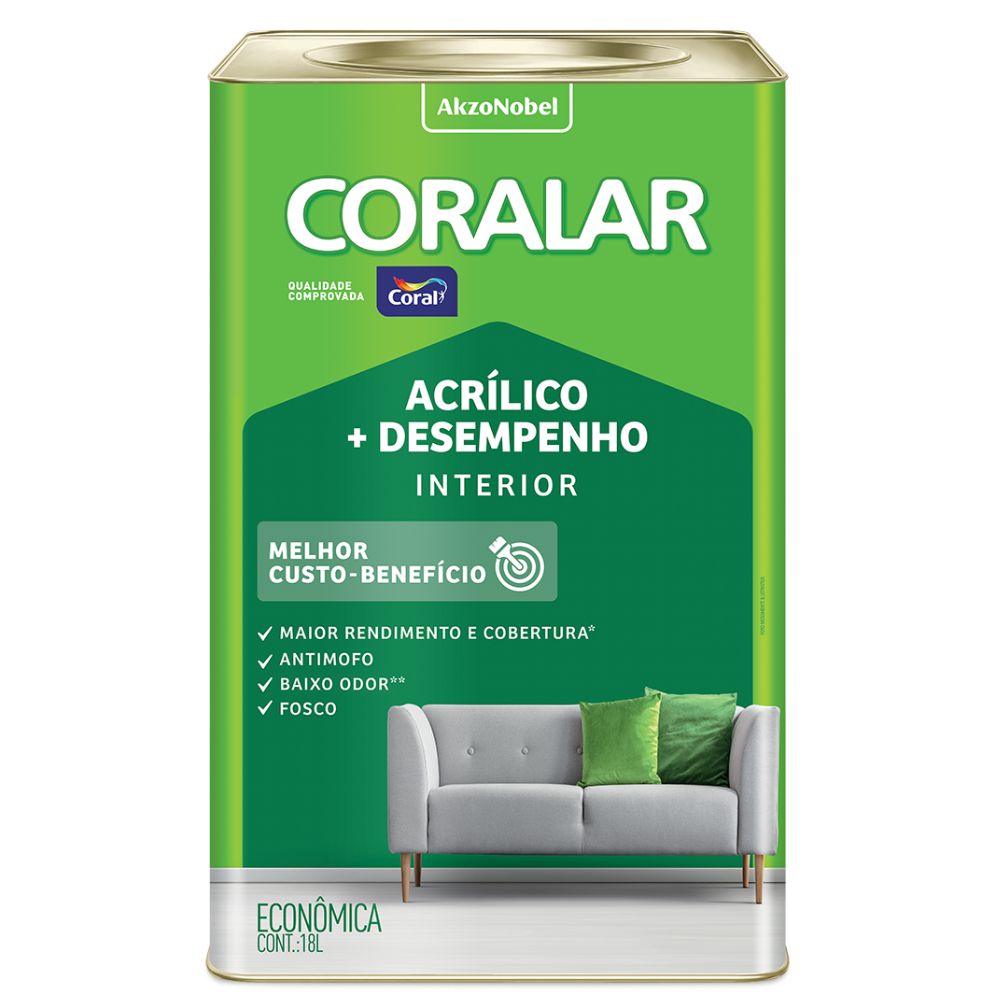 Encontraproduto.com.br - Tinta Acrílica Coralar Interno Fosco Pêssego 18L - Coral