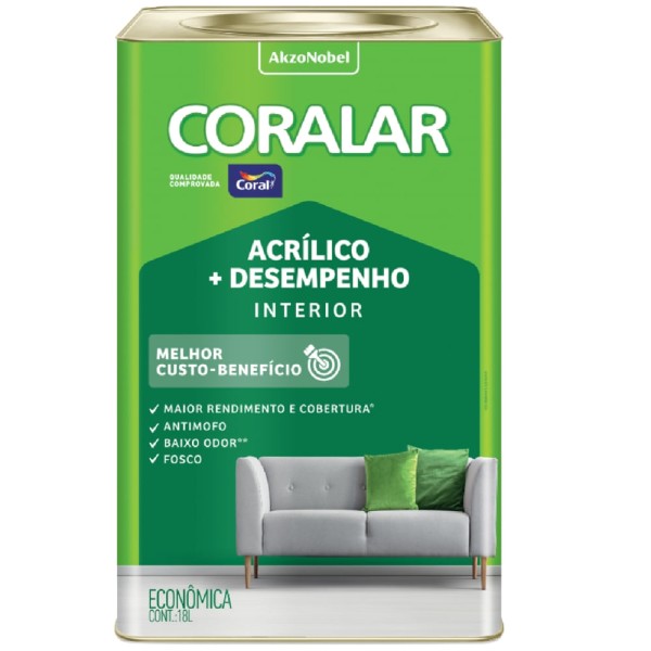 Encontraproduto.com.br - Tinta Acrílica Coralar Interno Fosco Pêssego 18L - Coral