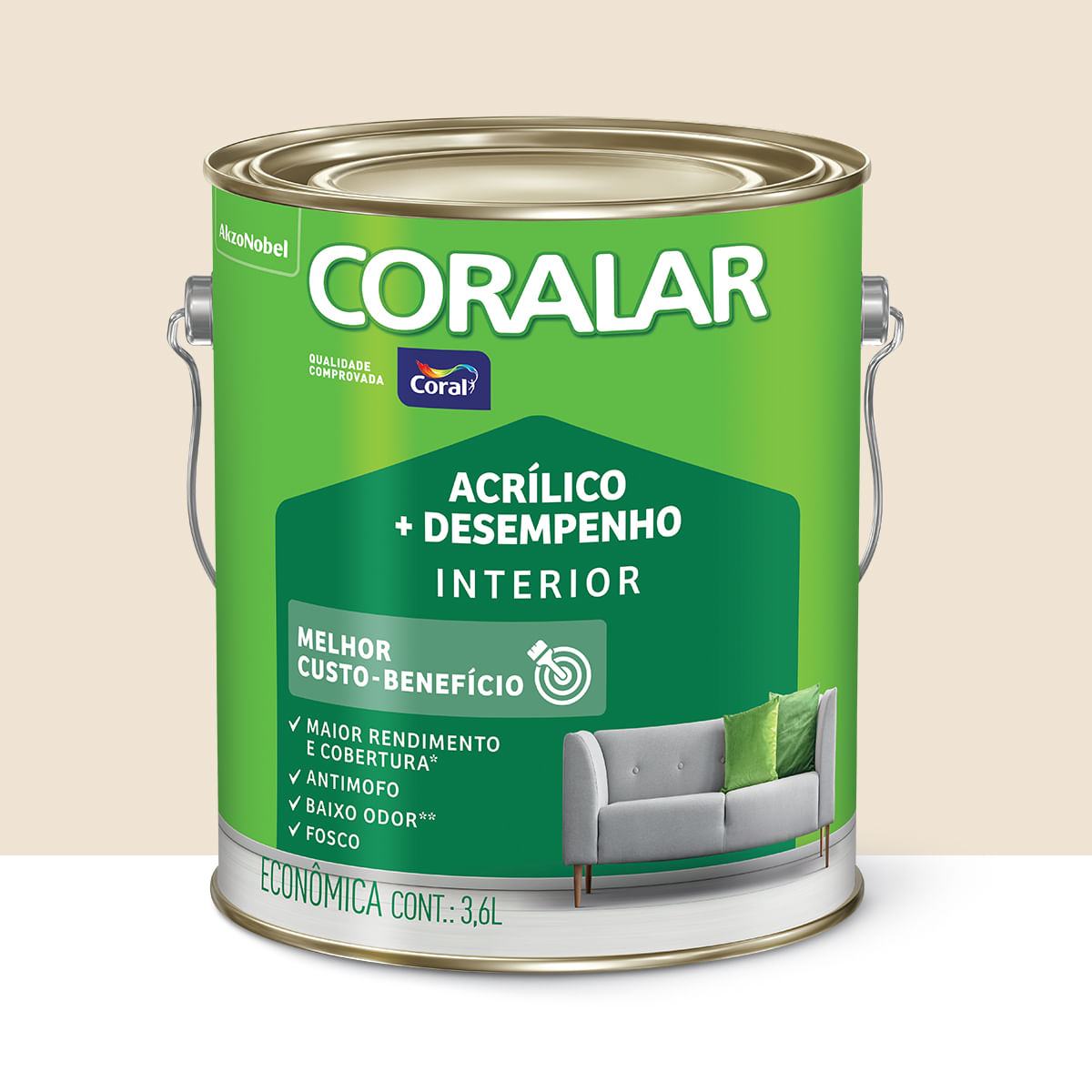 Encontraproduto.com.br - Tinta Econômica Coralar Palha 3,6l Coral