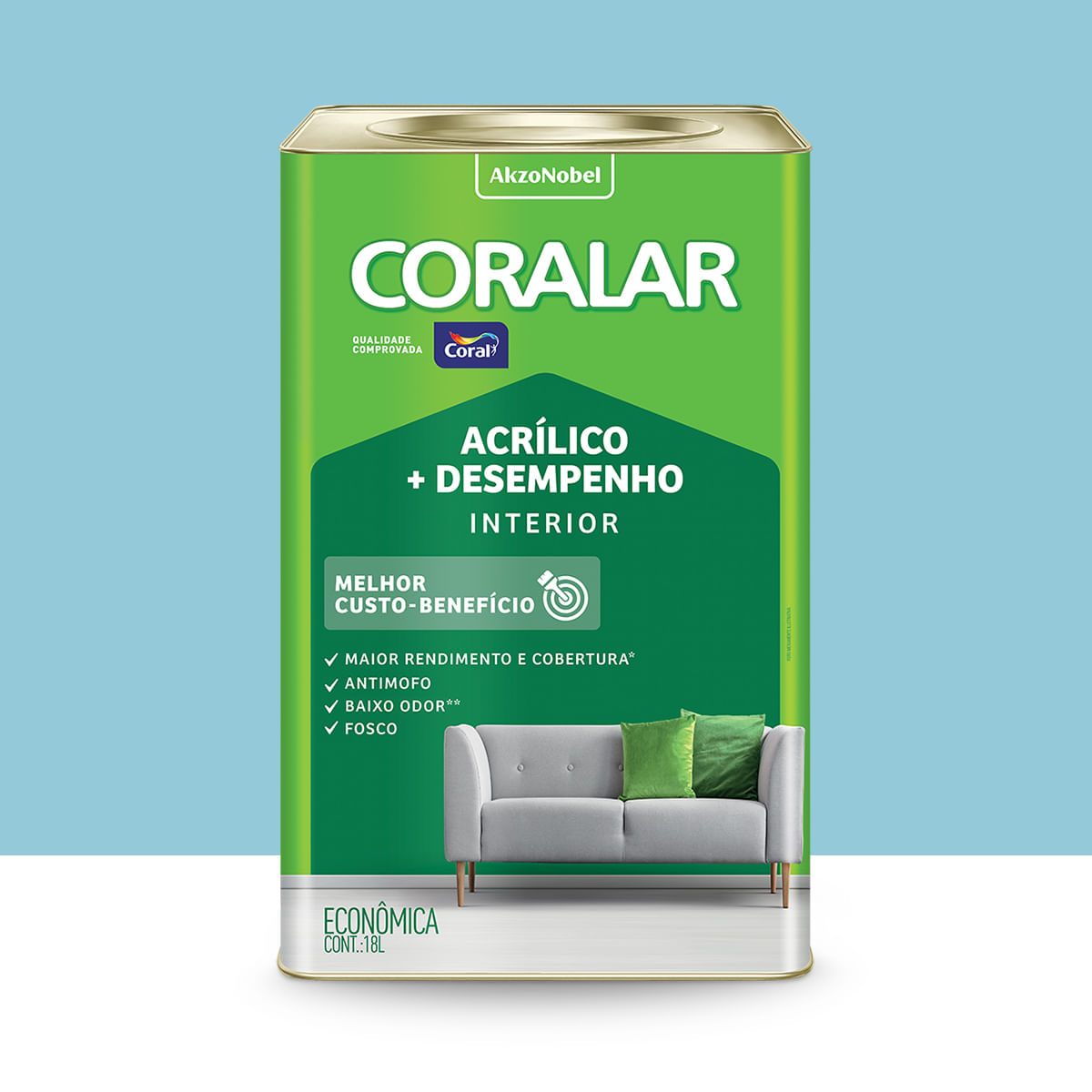 Encontraproduto.com.br - Tinta Acrílica Coralar Azul Arpoador 18L Coral