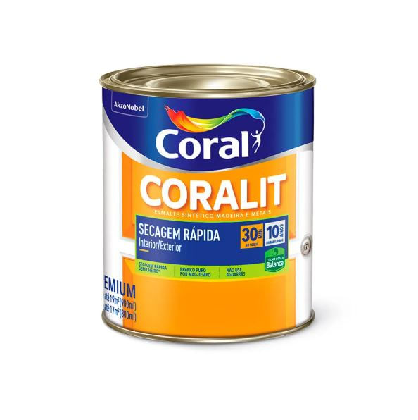 Encontraproduto.com.br - Esmalte Base Água Coralit Total Brilhante Branco 0,9L Coral