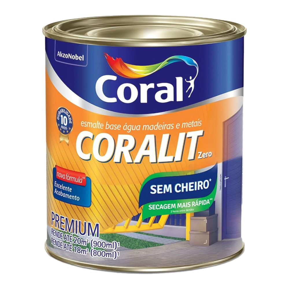 Encontraproduto.com.br - Esmalte Base Água Coralit Total Brilhante Branco 0,9L Coral