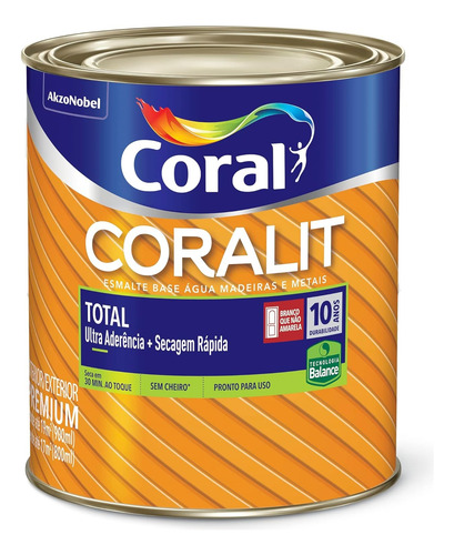 Encontraproduto.com.br - Esmalte Base Água Coralit Total Brilhante Branco 0,9L Coral