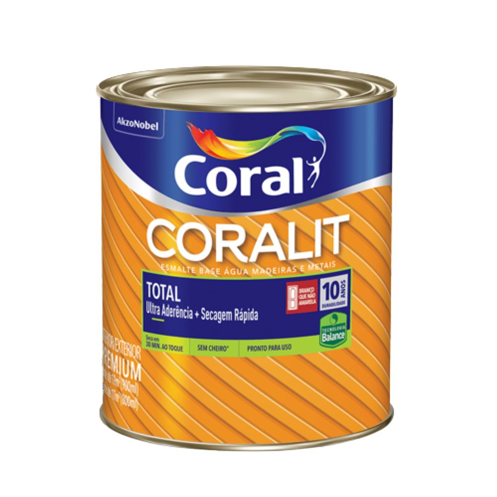 Encontraproduto.com.br - Esmalte Base Água Coralit Total Brilhante Branco 0,9L Coral