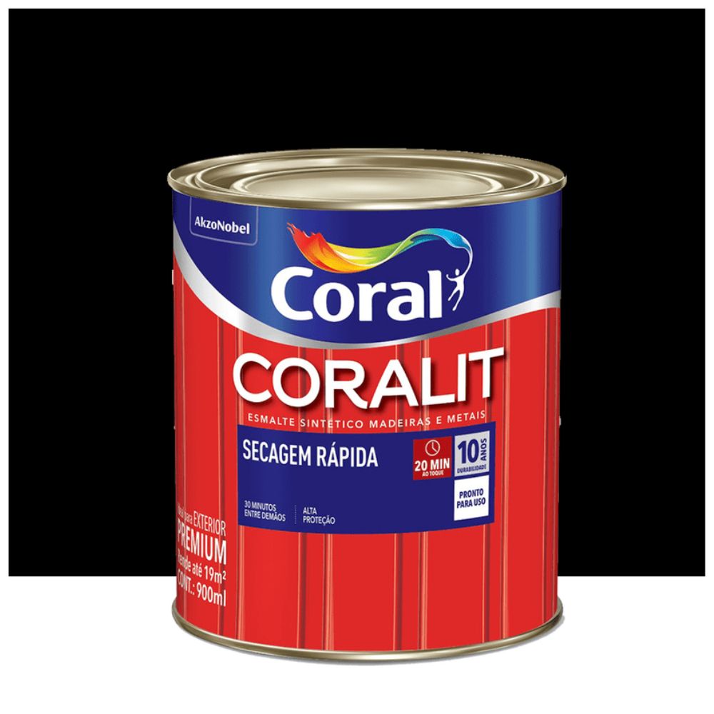 ESMALTE CORALIT ZERO BR PRETO 0.9L