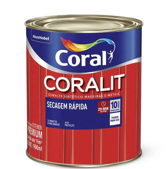 Tinta Esmalte Coralit Secagem Rápida Brilhante Platina 900ml - Coral.