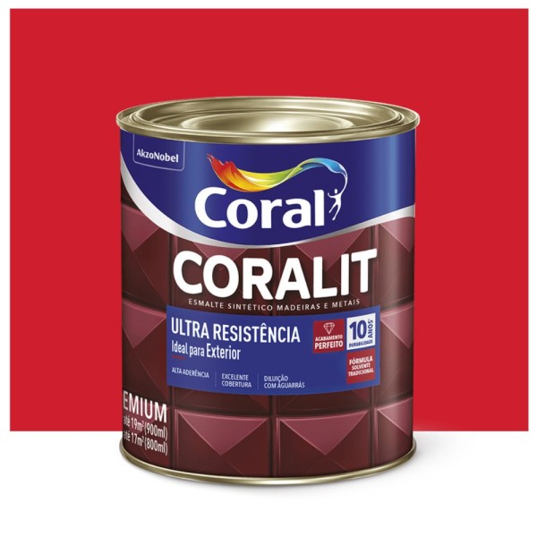 Encontraproduto.com.br - Tinta Esmalte Coralit AB Vermelho 900ml