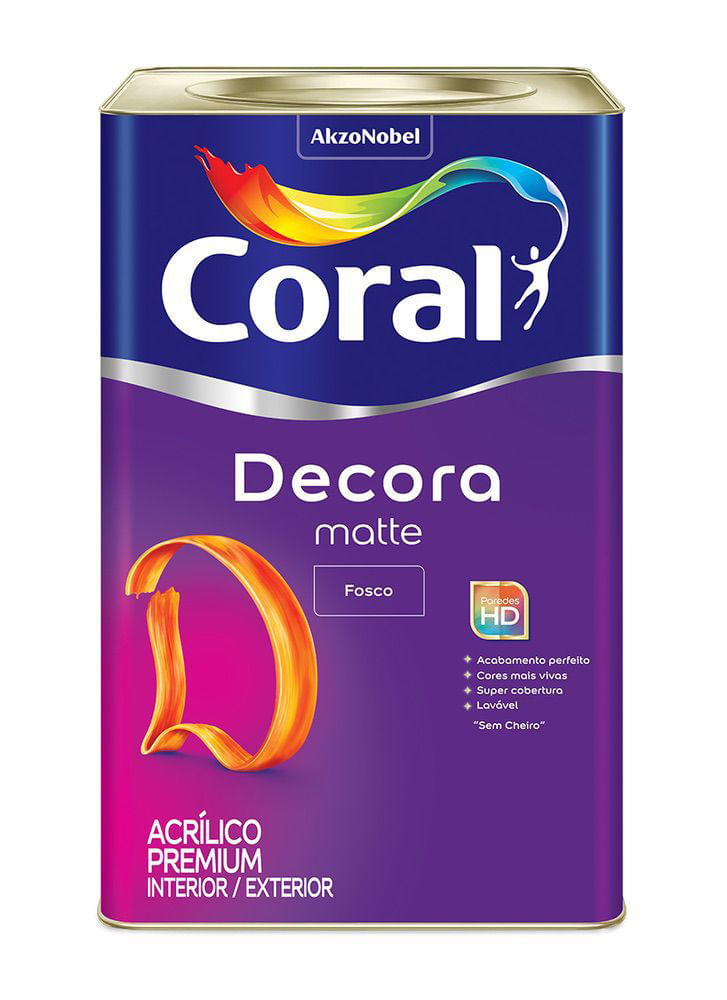 Encontraproduto.com.br - Tinta Acrílica Premium Decora Matte Acabamento Fosco Palha Interior E Exterior 18 Litros Coral