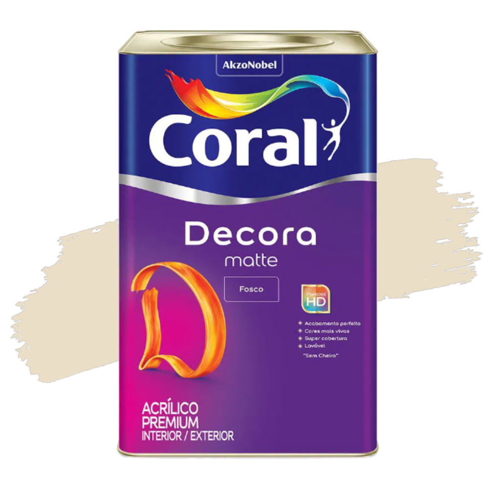 Encontraproduto.com.br - Tinta Acrílica Premium Decora Matte Acabamento Fosco Palha Interior E Exterior 18 Litros Coral