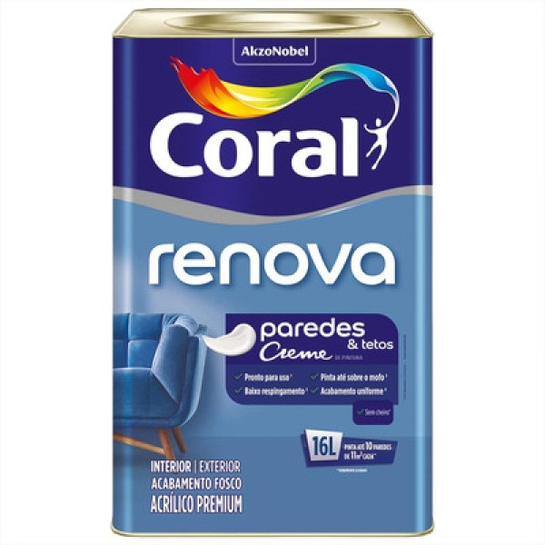 Tinta Renova Paredes Branco Fosco 16 litros Coral